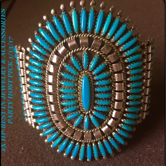 Vintage Jewelry - 2XHP/Vintage Navajo Turquoise Sterling Silver Cuff